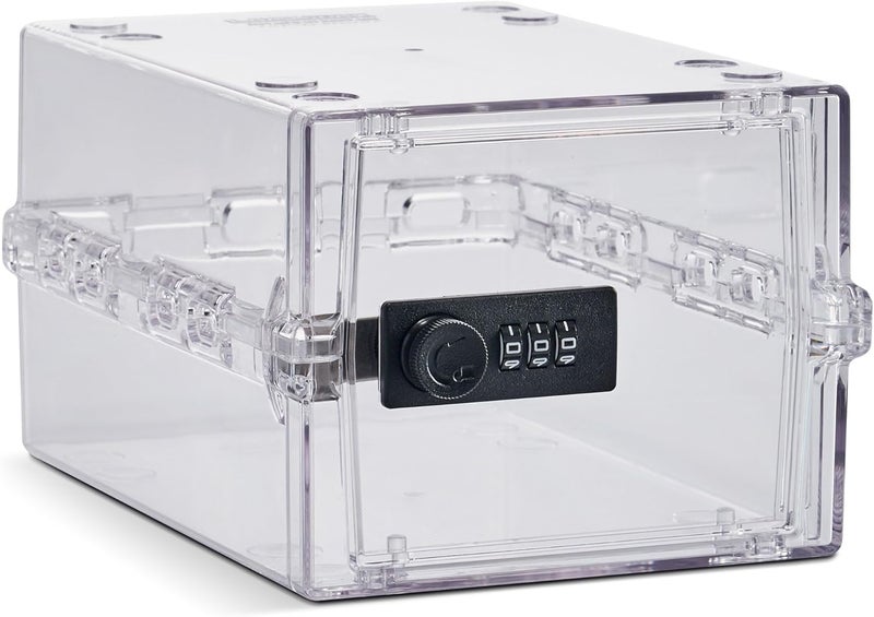 Lockabox Mini™ | Small Lock Box with Combination Lock (Half Letter Sized) | Mini Lockable Box for Small Medicines, Snacks & Mobile Phones | External Size 8.8 x 6.1 x 4.7 Inches (Crystal) - Image 1